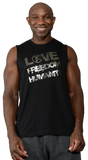 LOVE FREEDOM HUMANITY Basic Tank- Black w Gunmetal Foil